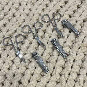 Silver Nail Clipper and Scissor Tweezer Set